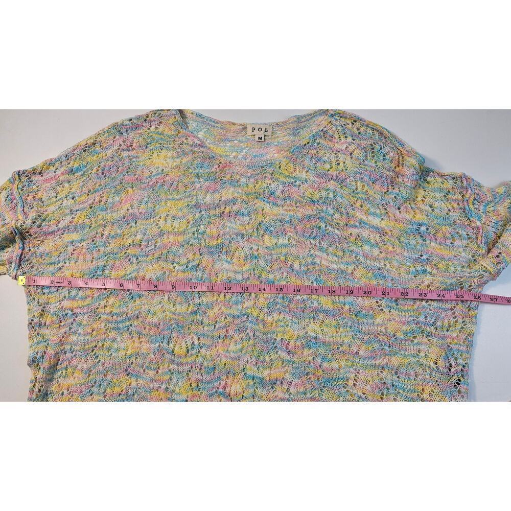 Pol pastel crochet scalloped hem trim M slub wide arm relaxed fit layering top - Picture 10 of 10
